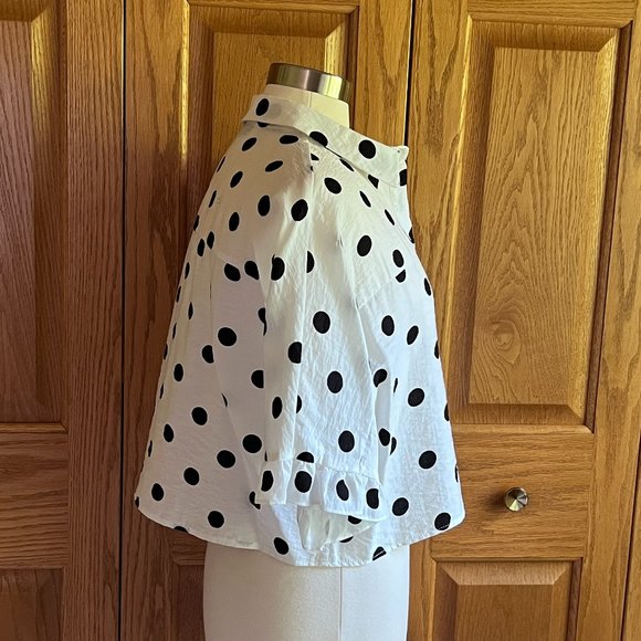 TOPSHOP - Polka Dot Cropped Shirt -- Excellent Condition - Picture 3 of 11